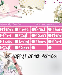 Date Covers 1.95 inch Width Quarter Box Labels 264 for Big Happy Planner Vertical Planner Stickers