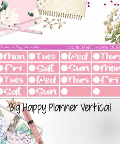 Date Covers 1.95 inch Width Quarter Box Labels 266 for Big Happy Planner Vertical Planner Stickers