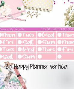 Date Covers 1.95 inch Width Quarter Box Labels 267 for Big Happy Planner Vertical Planner Stickers