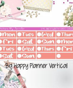 Date Covers 1.95 inch Width Quarter Box Labels 269 for Big Happy Planner Vertical Planner Stickers