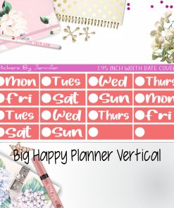 Date Covers 1.95 inch Width Quarter Box Labels 270 for Big Happy Planner Vertical Planner Stickers