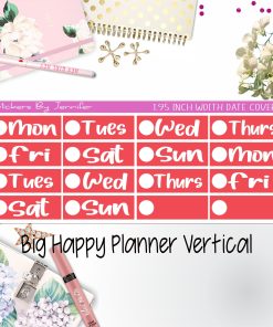 Date Covers 1.95 inch Width Quarter Box Labels 271 for Big Happy Planner Vertical Planner Stickers