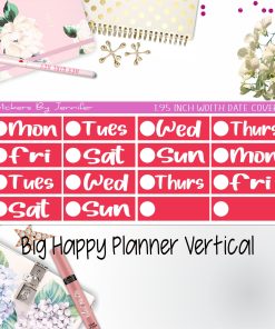 Date Covers 1.95 inch Width Quarter Box Labels 272 for Big Happy Planner Vertical Planner Stickers