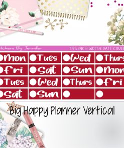 Date Covers 1.95 inch Width Quarter Box Labels 274 for Big Happy Planner Vertical Planner Stickers