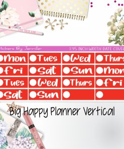 Date Covers 1.95 inch Width Quarter Box Labels 275 for Big Happy Planner Vertical Planner Stickers