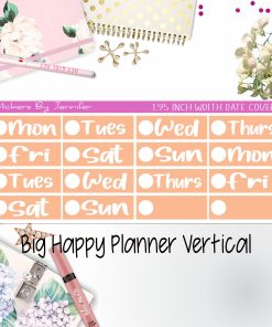 Date Covers 1.95 inch Width Quarter Box Labels 277 for Big Happy Planner Vertical Planner Stickers