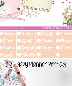 Date Covers 1.95 inch Width Quarter Box Labels 278 for Big Happy Planner Vertical Planner Stickers