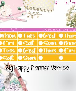 Date Covers 1.95 inch Width Quarter Box Labels 280 for Big Happy Planner Vertical Planner Stickers