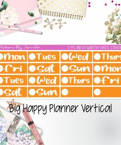 Date Covers 1.95 inch Width Quarter Box Labels 281 for Big Happy Planner Vertical Planner Stickers