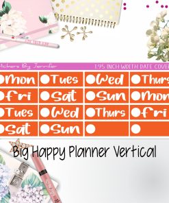 Date Covers 1.95 inch Width Quarter Box Labels 282 for Big Happy Planner Vertical Planner Stickers
