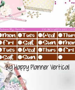 Date Covers 1.95 inch Width Quarter Box Labels 283 for Big Happy Planner Vertical Planner Stickers