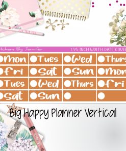 Date Covers 1.95 inch Width Quarter Box Labels 285 for Big Happy Planner Vertical Planner Stickers