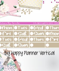 Date Covers 1.95 inch Width Quarter Box Labels 288 for Big Happy Planner Vertical Planner Stickers