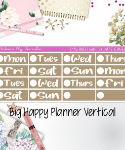 Date Covers 1.95 inch Width Quarter Box Labels 289 for Big Happy Planner Vertical Planner Stickers