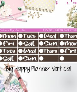 Date Covers 1.95 inch Width Quarter Box Labels 291 for Big Happy Planner Vertical Planner Stickers