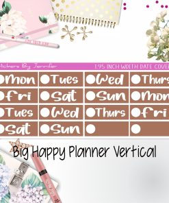 Date Covers 1.95 inch Width Quarter Box Labels 294 for Big Happy Planner Vertical Planner Stickers
