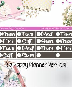 Date Covers 1.95 inch Width Quarter Box Labels 295 for Big Happy Planner Vertical Planner Stickers
