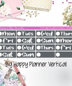 Date Covers 1.95 inch Width Quarter Box Labels 299 for Big Happy Planner Vertical Planner Stickers