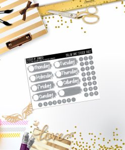 Deco Mini DD549 Planner Stickers, Bullet Journal, Functional Planner Stickers, Stationary Stickers