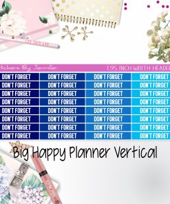 Don't Forget Headers 1.95 inch Width 078 for Big Happy Planner Vertical Planner Stickers