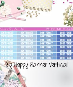 Don't Forget Headers 1.95 inch Width 079 for Big Happy Planner Vertical Planner Stickers