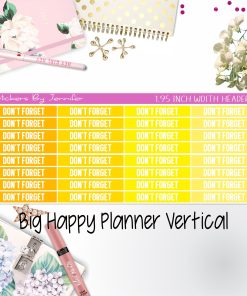 Don't Forget Headers 1.95 inch Width 086 for Big Happy Planner Vertical Planner Stickers