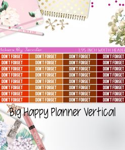 Don't Forget Headers 1.95 inch Width 088 for Big Happy Planner Vertical Planner Stickers