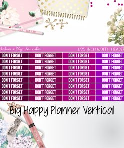 Don't Forget Headers 1.95 inch Width 091 for Big Happy Planner Vertical Planner Stickers