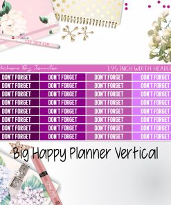 Don't Forget Headers 1.95 inch Width 093 for Big Happy Planner Vertical Planner Stickers