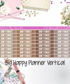 Don't Forget Headers 1.95 inch Width 096 for Big Happy Planner Vertical Planner Stickers