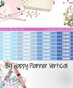 Errands Headers 1.95 inch Width 104 for Big Happy Planner Vertical Planner Stickers