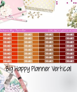 Errands Headers 1.95 inch Width 113 for Big Happy Planner Vertical Planner Stickers