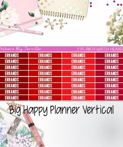 Errands Headers 1.95 inch Width 114 for Big Happy Planner Vertical Planner Stickers