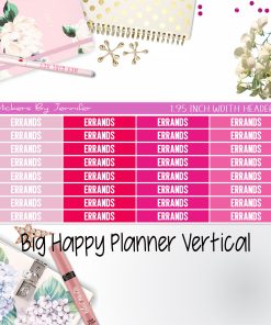 Errands Headers 1.95 inch Width 119 for Big Happy Planner Vertical Planner Stickers