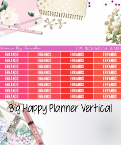 Errands Headers 1.95 inch Width 121 for Big Happy Planner Vertical Planner Stickers
