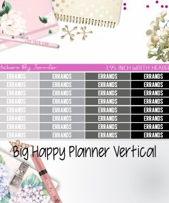 Errands Headers 1.95 inch Width 125 for Big Happy Planner Vertical Planner Stickers