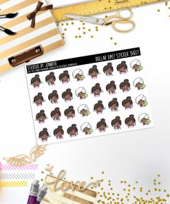 Facial Character Girl Mini DD028, Planner Stickers, Bullet Journal, Functional Planner Stickers, Stationary Stickers