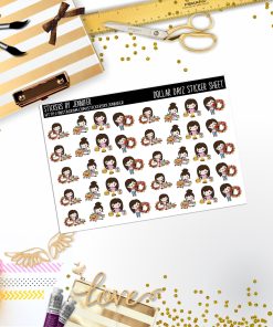 Fall Character Girl Mini DD035, Planner Stickers, Bullet Journal, Functional Planner Stickers, Stationary Stickers