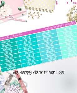 Food Log Headers 1.95 inch Width 757 for Big Happy Planner Vertical Planner Stickers