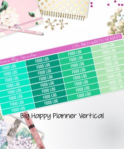 Food Log Headers 1.95 inch Width 759 for Big Happy Planner Vertical Planner Stickers
