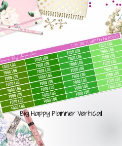 Food Log Headers 1.95 inch Width 761 for Big Happy Planner Vertical Planner Stickers