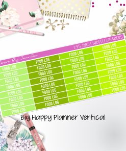 Food Log Headers 1.95 inch Width 762 for Big Happy Planner Vertical Planner Stickers