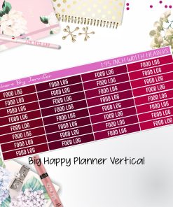Food Log Headers 1.95 inch Width 767 for Big Happy Planner Vertical Planner Stickers