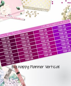 Food Log Headers 1.95 inch Width 768 for Big Happy Planner Vertical Planner Stickers