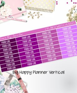 Food Log Headers 1.95 inch Width 770 for Big Happy Planner Vertical Planner Stickers