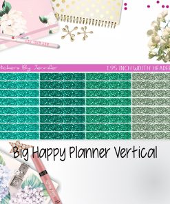 Glitter Headers 1.95 inch Width 007 for Big Happy Planner Vertical Planner Stickers