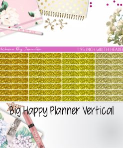 Glitter Headers 1.95 inch Width 011 for Big Happy Planner Vertical Planner Stickers