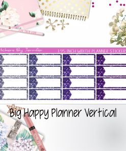 Glitter Labels 1.95 inch Width Quarter Boxes 051 for Big Happy Planner Vertical Planner Stickers