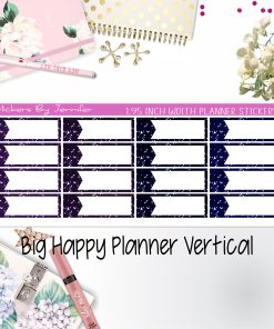 Glitter Labels 1.95 inch Width Quarter Boxes 052 for Big Happy Planner Vertical Planner Stickers
