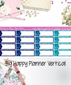 Glitter Labels 1.95 inch Width Quarter Boxes 053 for Big Happy Planner Vertical Planner Stickers